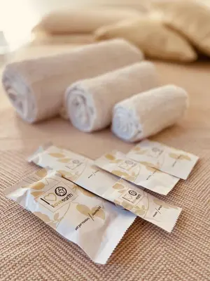 a group of rolled up toilet paper on a table at Kanisa Mari e Monti in Cinisi