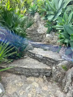 a stone path in a garden with plants at Villa Marina Sant'Elia in Santa Flavia