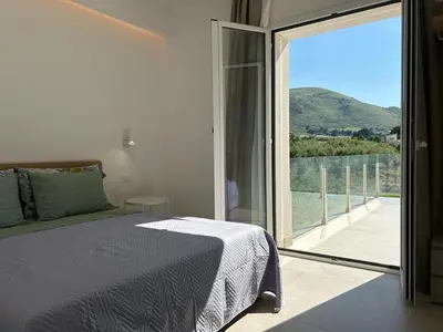 a bathroom with a sink and a shower at Civetta Blu in Castellammare del Golfo