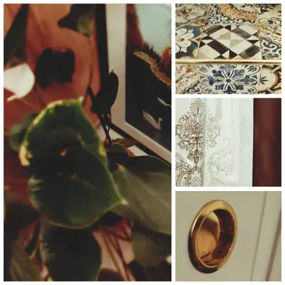 a collage of pictures with a ring and a plant at Piazza Vittoria Apartment in Carini