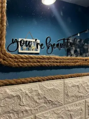 a sign that says yourre beautiful in a window at Tiny house in Palermo