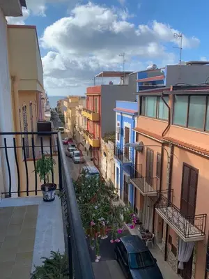 an aerial view of a city street with buildings at Cusumano house in Trappeto