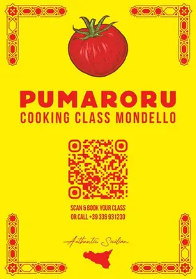 a flyer for a tomato cooking class modello at Villa Elloise in Palermo