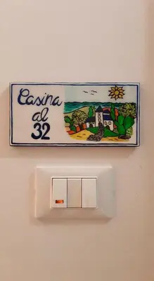 a sign on a wall above a light switch at Casina al 32 in Palermo