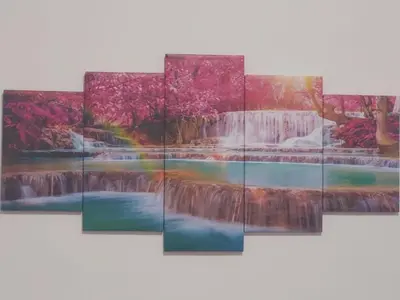 a painting of a waterfall with a rainbow at Kalisa Home, B&B e Casa Vacanza Palermo in Capaci