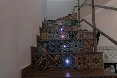 a set of stairs with colorful tiles on them at Villa Albamonte in Carini