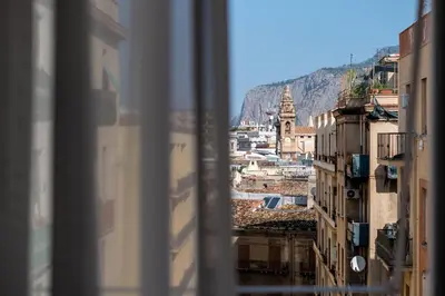 a view of a city from a window at [La Maiolica] - Centro storico in Palermo
