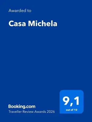 a screenshot of the casa michica text box with the text overlay upgraded at Casa Michela in Palermo