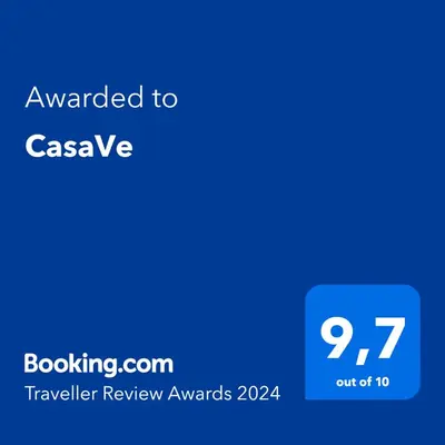 a blue text box with the text awarded to csave at CasaVe in Palermo