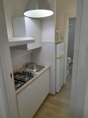 a kitchen with a sink and a stove and a refrigerator at Makihome in Palermo
