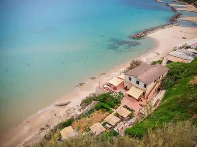 an aerial view of a beach with a house at Apartment Sole by Interhome in Trappeto