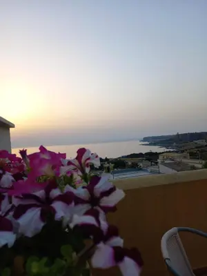 a bouquet of flowers sitting on top of a balcony at Modus B&B in San Vito lo Capo