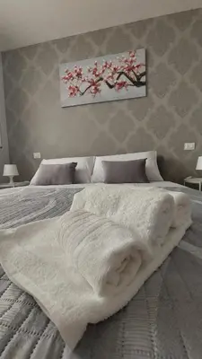 a bedroom with a large bed with a white blanket at Vespucci Holiday in Casteldaccia