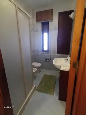 a bathroom with a toilet and a sink and a shower at Casa Riccio in Palermo