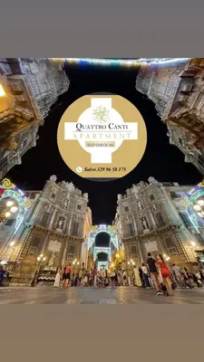 a view of the centennial cathedral at night at Quattro canti apartment Palermo centro storico in Palermo