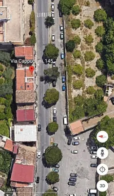 an overhead view of a street with cars parked at Cappuccini 145 R&P -Parcheggio gratis-Centro Storico-Cattedrale in Palermo