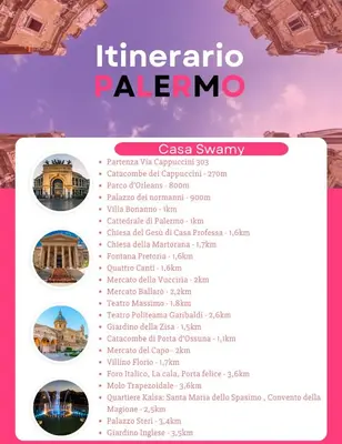 a screenshot of a flyer for a vacation in italy at Casa Swamy in Palermo