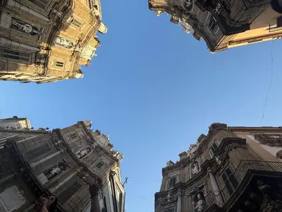 a view of two buildings from the street at Holiday home Joy in Palermo