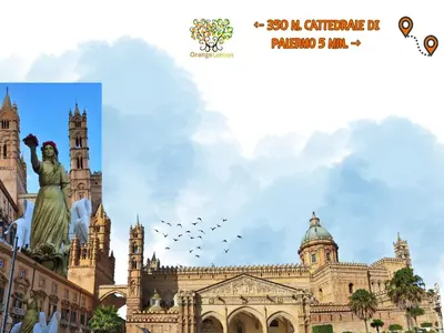 a rendering of a building with a statue and birds at Orange Lemon Center Palermo in Palermo