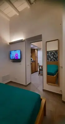 a bedroom with a bed and a tv on a wall at Holiday Home Celsus 84 in Palermo