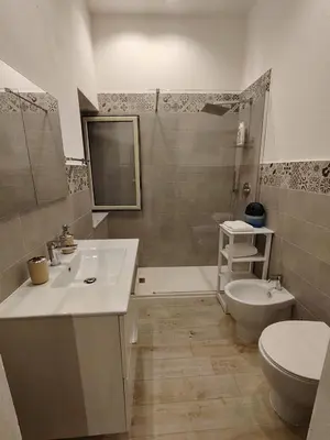 a bathroom with a sink and a toilet and a shower at Nora’s Home in Palermo