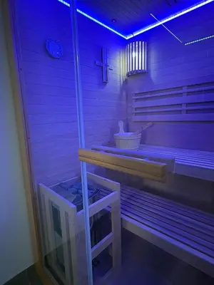 a sauna with purple lights in a room at Luna Marie in Palermo