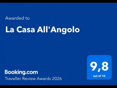 a blue screen with the text awarded to la casa all americoria at La Casa All'Angolo in Altavilla Milicia