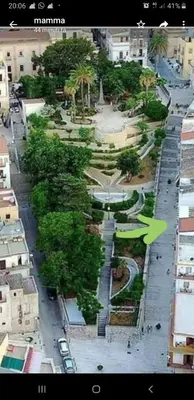 an aerial view of a park with a green arrow at Casa Marina con vista sul castello in Castellammare del Golfo