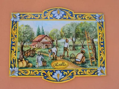 a picture of a painting of people in a field at Villa Olivella by Interhome in Cefalù