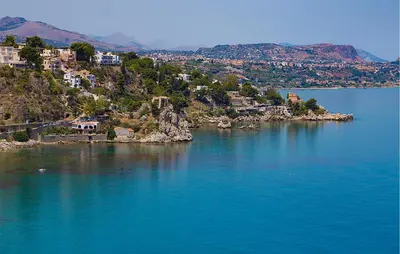 a view of a large body of water with a town at Awesome Apartment In Trabia in Trabia