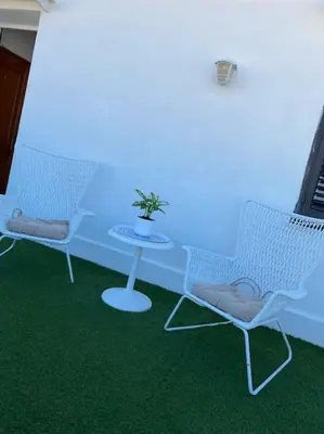 a room with two chairs and a table with a plant at Attico con vista mozzafiato a due passi dal mare in Terrasini