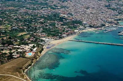 an aerial view of a beach and the ocean at Casa Vacanze In Piazza in Terrasini