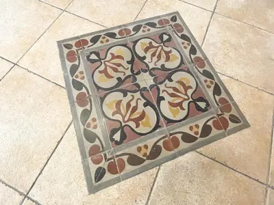 a tile floor with a pattern on it at I due archi in Bagheria