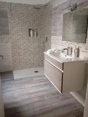 a bathroom with a sink and a shower at Marisol in Palermo