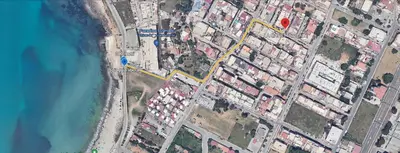 a map of a parking lot next to the water at La Casetta di Ale in Isola delle Femmine