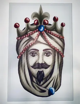 a drawing of a woman wearing a crown at Sun House in Palermo
