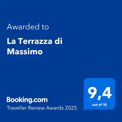 a blue screen with the text awarded to la terraza da masina at La Terrazza di Massimo in Palermo