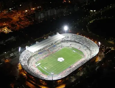 an aerial view of a baseball stadium at night at La casetta di Davide in Palermo