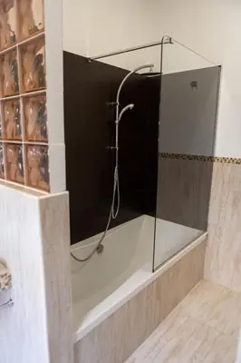 a shower with a glass enclosure in a bathroom at Ai Mercati di Palermo in Palermo