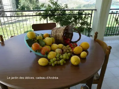 a bowl of fruit sitting on top of a table at Casa Gelferraro in Calatafimi