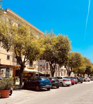 a row of cars parked on the side of a street at casadeb orleans in Palermo