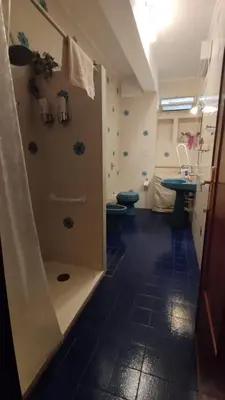 a bathroom with a shower and a toilet and a sink at Casa Grazia in Palermo