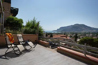 two chairs sitting on a balcony with a view at Lollo's Terrace Panoramic View in Palermo