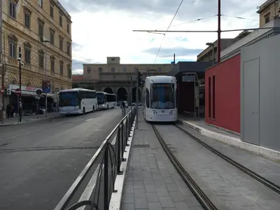 two buses are parked on the side of a street at Room & Breakfast Zero in Palermo