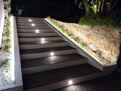 a set of stairs with lights on them at Casa di Lele in Carini