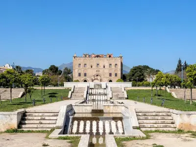 a building with steps and a fountain in front of it at Holiday Home Maya's Home Palermo by Interhome in Palermo