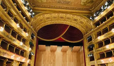 a stage with a curtain in a theater at Accasetta in Palermo