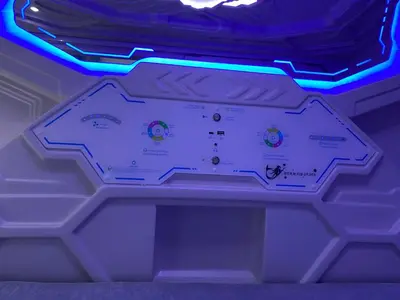 a white table with a sign on top of it at Mermaid Space Capsule Hostel Palermo in Palermo