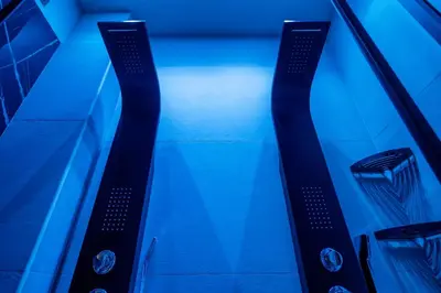 a glass floor with two skis on it at D'ossuna66 Suite & Spa in Palermo