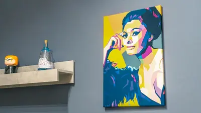 a painting of a woman talking on a cell phone at La Casetta di Ale - By Rental BeB Italy - in Palermo